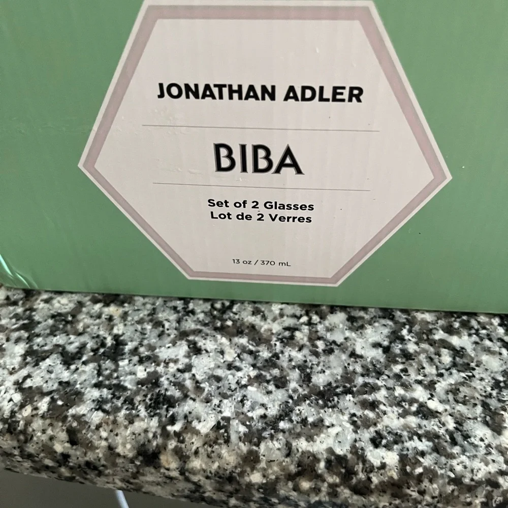 Jonathan Adler BIBA Glasses in Elegant Green Packaging